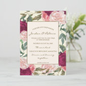 ブルゴーニュフローラ結婚アイボリーまたはシャワーの招待 招待状 (スタンド正面)