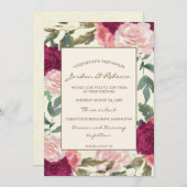 ブルゴーニュフローラ結婚アイボリーまたはシャワーの招待 招待状 (正面/裏面)