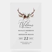 ブルゴーニュフローラ結婚スタッグのエレガント歓迎 アクリルサイン (正面)