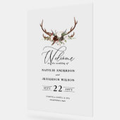 ブルゴーニュフローラ結婚スタッグのエレガント歓迎 アクリルサイン (傾斜)