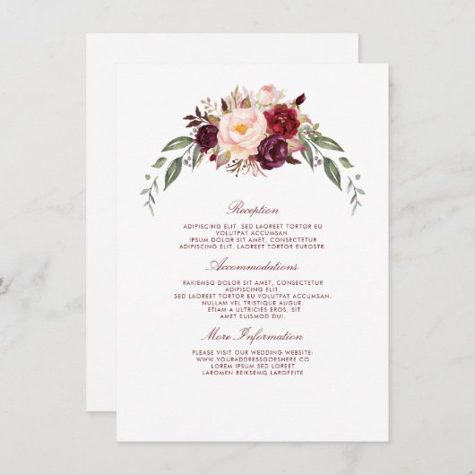 ブルゴーニュフローラ結婚ズインフォメーションゲスト エンクロージャーカード (正面/裏面)