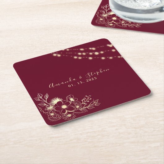 ブルゴーニュフローラ結婚ズスクエアコースター スクエアペーパーコースター (アングル)