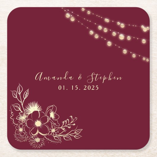 ブルゴーニュフローラ結婚ズスクエアコースター スクエアペーパーコースター (正面)