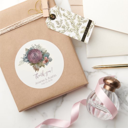 ブルゴーニュフローラ結婚ズ・サンキュー ラウンドシール (ギフト)