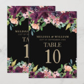 ブルゴーニュフローラ結婚ブラックのテーブル番号 メニュー (正面/裏面)