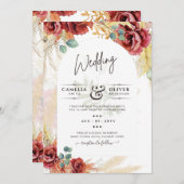 ブルゴーニュフローラ結婚式招待状デジタルオプション 招待状 (正面/裏面)