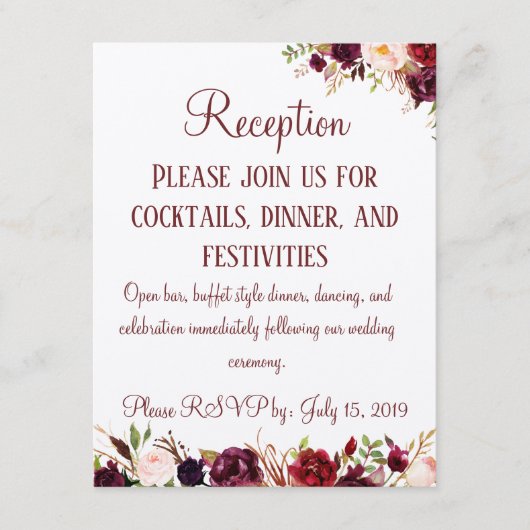 ブルゴーニュフローラ結婚披露宴の囲い エンクロージャーカード (正面)