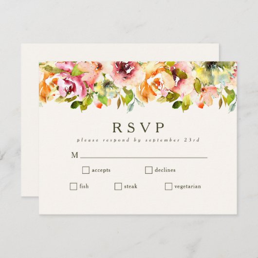 ブルゴーニュフローラ結婚植物性食品の選択 出欠カード (正面/裏面)