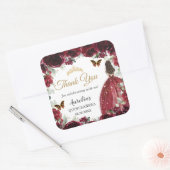 ブルゴーニュフローラ蝶プリンセス金ゴールド賛成 スクエアシール (封筒)