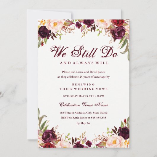 ブルゴーニュフローラ誓の更新記念日招待状 招待状 (正面)