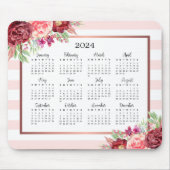 ブルゴーニュフローラ赤面ピンクストライプ2024カレンダー マウスパッド (正面)
