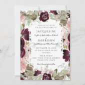 ブルゴーニュフローラ赤面秋葉エレガントな結婚式 招待状 (正面)