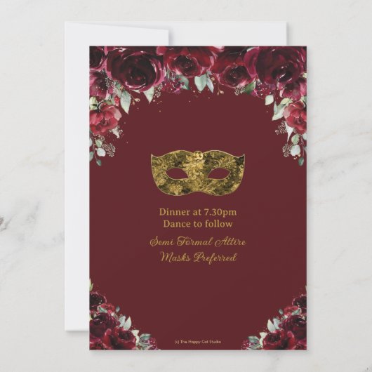 ブルゴーニュフローラ金ゴールドキンセアニラマスカレードマスク 招待状 (裏面)
