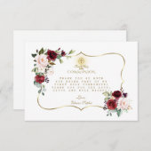 ブルゴーニュフローラ金ゴールドクロスカリスホーリーコミュニオン サンキューカード (正面/裏面)