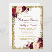 ブルゴーニュフローラ金ゴールドグリッターリハーサルディナー 招待状 (正面/裏面)