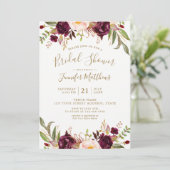 ブルゴーニュフローラ金ゴールドスクリプト素朴ブライダルシャワー 招待状 (スタンド正面)