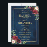 ブルゴーニュフローラ金ゴールドネイビー素朴ブルー結婚ズ 招待状<br><div class="desc">水色ブルゴーニュ赤ネイビー赤面ピンクフローラ結婚式招待状テンプレート金ゴールドフレームと紺色の背景に緑の植物葉とユーカリのレタリングと金の葉と。この美しい簡単カスタマイズは、お客様の色やスタイルやテーマに簡単にマッチすることができ、秋の中夏や冬の結婚式に最適な選択である。私のストアから一致するデザインを見つけることができ連絡るか私はもしデザインのカスタマイズに必要な救済。</div>