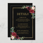 ブルゴーニュフローラ金ゴールドネイビー結婚ブルーの詳細Enc エンクロージャーカード (正面/裏面)