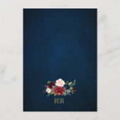 ブルゴーニュフローラ金ゴールドネイビー結婚ブルー詳細 エンクロージャーカード (裏面)