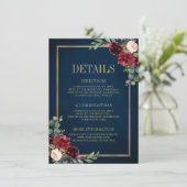 ブルゴーニュフローラ金ゴールドネイビー結婚ブルー詳細 エンクロージャーカード (スタンド正面)