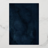 ブルゴーニュフローラ金ゴールドネイビ素朴ー結婚ブルーの箔 箔招待状 (裏面)