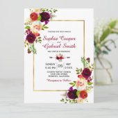 ブルゴーニュフローラ金ゴールドフレーム結婚式招待状 (スタンド正面)