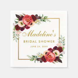 ブルゴーニュフローラ金ゴールドボホブライダルシャワー スタンダードカクテルナプキン