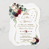 ブルゴーニュフローラ金ゴールドミスカインススクリプトキンセアニラ 招待状 (正面/裏面)