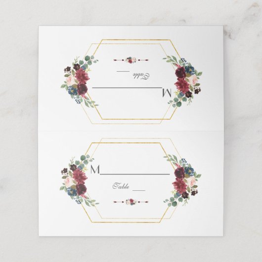 ブルゴーニュフローラ金ゴールド六角フレームテーブル番号 プレイスカード (外部開封)