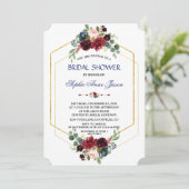 ブルゴーニュフローラ金ゴールド六角フレームブライダルシャワー 招待状 (スタンド正面)