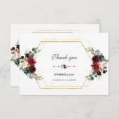 ブルゴーニュフローラ金ゴールド六角フレーム サンキューカード (正面/裏面)