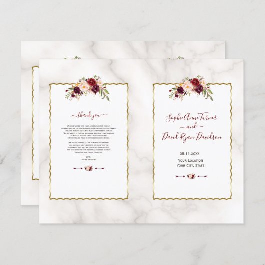 ブルゴーニュフローラ金ゴールド大理石書道プログラム (正面/裏面)