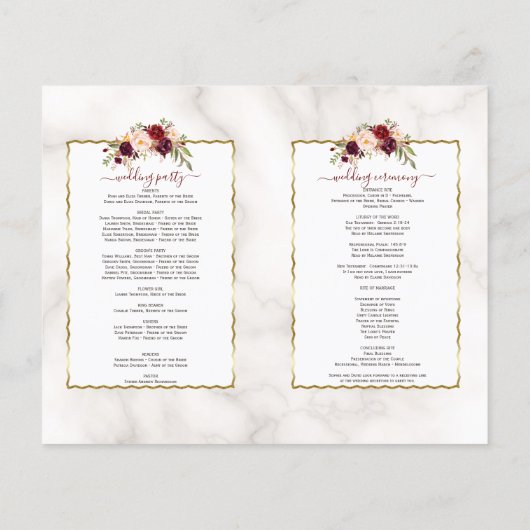 ブルゴーニュフローラ金ゴールド大理石書道プログラム (裏面)