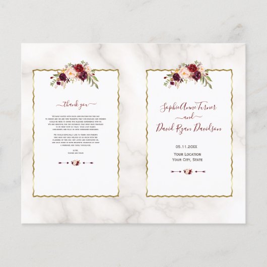 ブルゴーニュフローラ金ゴールド大理石書道プログラム (正面)