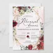 ブルゴーニュフローラ金ゴールド幾何リハーサルディナー 招待状 (正面)