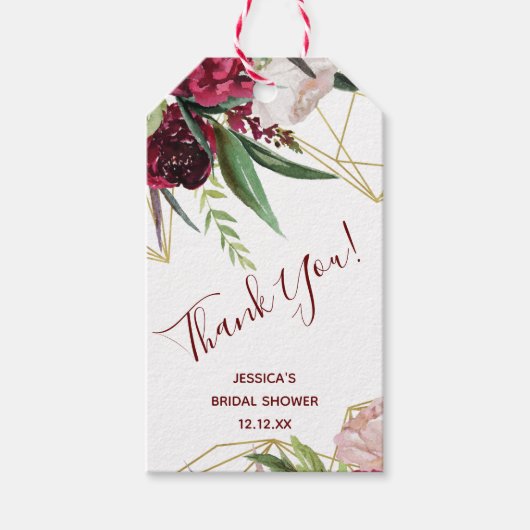 ブルゴーニュフローラ金ゴールド幾何学感謝 ギフトタグ (正面)