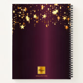 ブルゴーニュフローラ金ゴールド星の幾何学的モノグラム ノートブック (裏面)