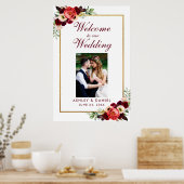 ブルゴーニュフローラ金ゴールド結婚ボホの歓迎の写真 ポスター (キッチン)