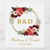 ブルゴーニュフローラ金ゴールド結婚ボホリース ワインラベル (シングルラベル)