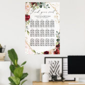 ブルゴーニュフローラ金ゴールド結婚幾何学的シート ポスター (ホームオフィス)