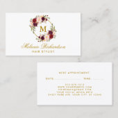 ブルゴーニュフローラ金ゴールド美容師アポイントメントM 予約カード (正面/裏面)