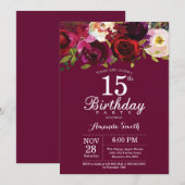 ブルゴーニュフローラ15th Birthday Party Invitation 招待状 (正面/裏面)