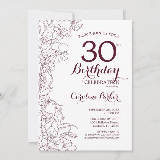 ブルゴーニュフローラ30歳の誕生日パーティー 招待状 (正面)