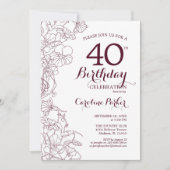 ブルゴーニュフローラ40歳の誕生日パーティー 招待状 (正面)