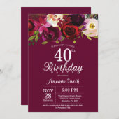 ブルゴーニュフローラ40th誕生日パーティの招待状 招待状 (正面/裏面)