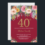 ブルゴーニュフローラ40th誕生日招待状金ゴールド 招待状<br><div class="desc">ブルゴーニュフローラ40th誕生日招待状for Women.水彩フローラ花。ブラックと金ゴールドグリッター。ピンク、黄、オレンジ、紫の花。大人誕生日。さらにカスタマイクリックズを行う場合はカスタマイズ、「IT」ボタンをクリックし、このテンプレートを変更するために当社のデザインツールを使用する。</div>