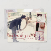 ブルゴーニュフローラ4 Photo Collage 結婚's Thank You ポストカード (正面/裏面)