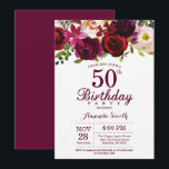 ブルゴーニュフローラ50th Birthday Partyへの招待 招待状<br><div class="desc">ブルゴーニュフローラ第50回バースデーパーティー女性への招待。ブルゴーニュ赤の誕生日パーティー招待状。ブルゴーニュ水彩フローラ花。第16回18回20回21回30回40回50回70回80回90回100回、すべての年齢。印刷可能デジタル。さらにカスタマイクリックズを行う場合はカスタマイズ、「IT」ボタンをクリックし、このテンプレートを変更するために当社のデザインツールを使用する。</div>