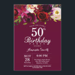 ブルゴーニュフローラ50th Birthday Partyへの招待 招待状<br><div class="desc">ブルゴーニュフローラ第50回バースデーパーティー女性への招待。ブルゴーニュ赤の誕生日パーティー招待状。ブルゴーニュ水彩フローラ花。13日15日18日20日21日30日50日70日80日90日100日。さらにカスタマイクリックズを行う場合はカスタマイズ、「IT」ボタンをクリックし、このテンプレートを変更するために当社のデザインツールを使用する。</div>