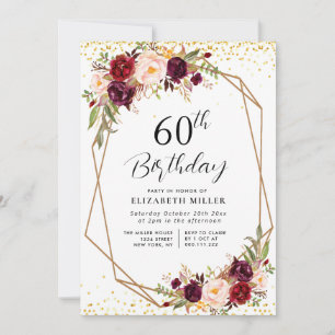 ブルゴーニュフローラ60th birthday party invitation 招待状
